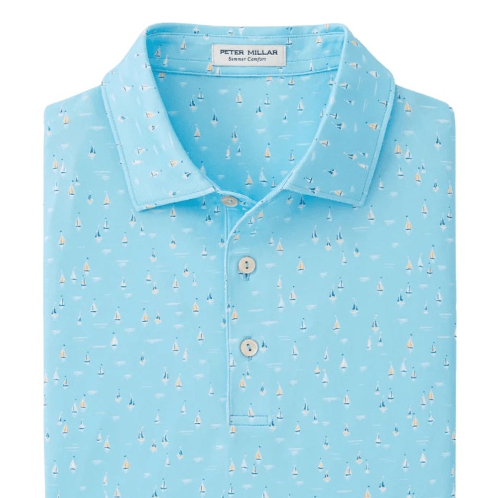 Peter Millar Sailing Away Light Blue Polo